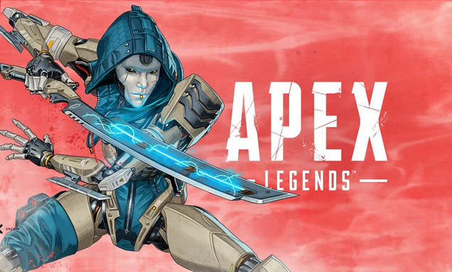 Character from 'Apex Legends' with a sword on a red background
